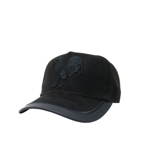 Gorra Negra Gamuza - Visera Negra - Bordado Gallo